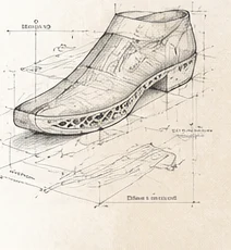 Illustrative technische Schuhskizze